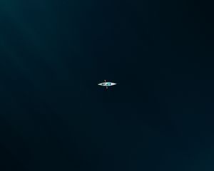 Превью обои лодка, море, вид сверху, минимализм