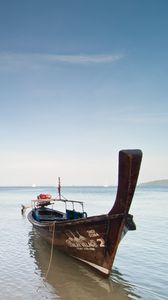 Превью обои лодка, море, вода, горизонт