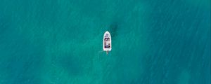 Превью обои лодка, море, волны, вид сверху, минимализм
