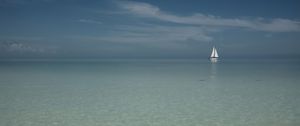 Превью обои лодка, парус, море, океан, блики