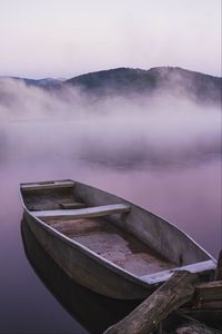 Превью обои лодка, река, туман