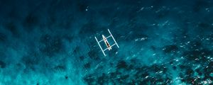 Превью обои лодка, риф, вид сверху, море