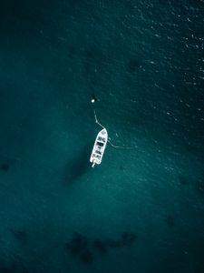 Превью обои лодка, вид сверху, море, вода, волны
