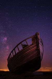 Превью обои лодка, звездное небо, ночь