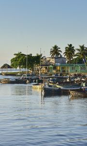 Превью обои лодки, море, пальмы, природа