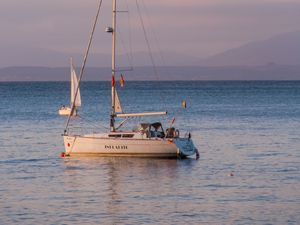 Превью обои лодки, парусы, море, горизонт