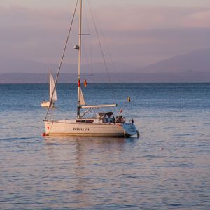 Превью обои лодки, парусы, море, горизонт