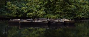Превью обои лодки, река, деревья, природа