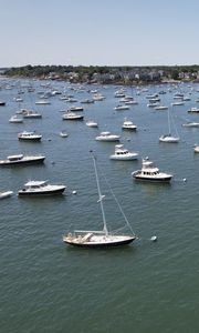 Превью обои лодки, вода, море, вид сверху