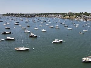 Превью обои лодки, вода, море, вид сверху