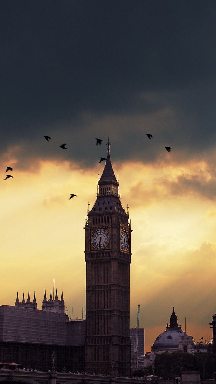 Скачать 720x1280 london, big ben, лондон, биг бен, закат, тень, небо обои,  картинки samsung galaxy mini s3, s5, neo, alpha, sony xperia compact z1,  z2, z3, asus zenfone