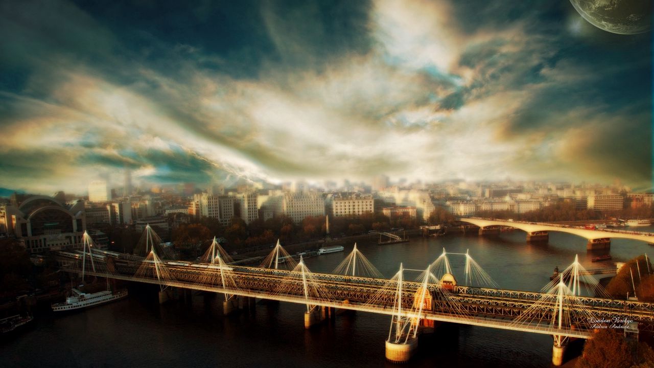Обои лондон, мост, река, hdr