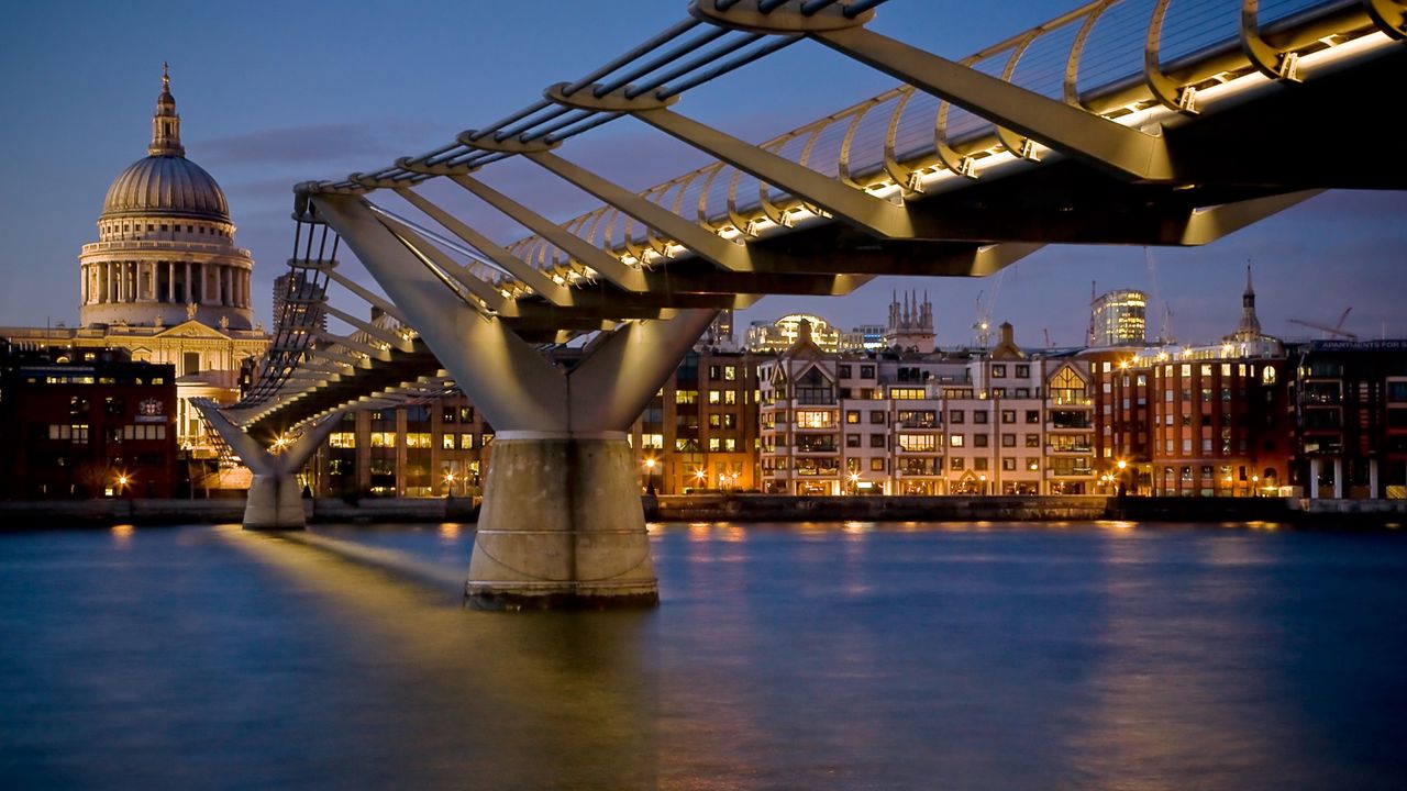 Обои лондон, мост, здания, ночь