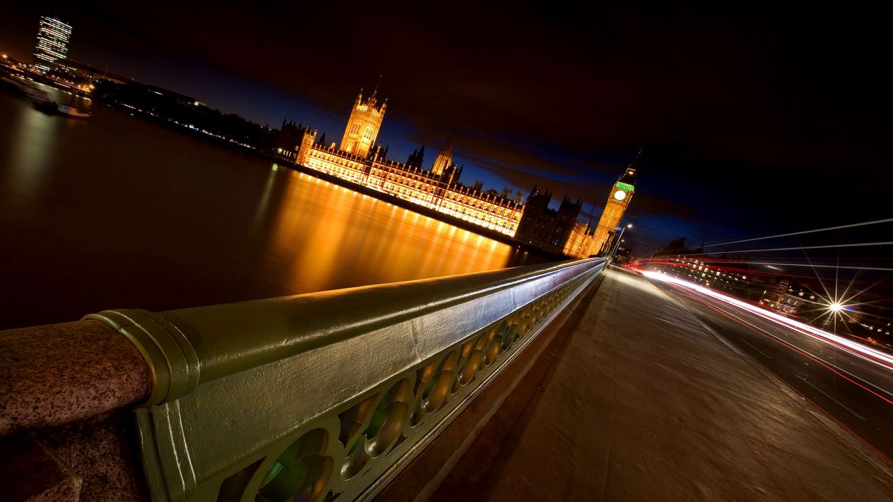 Обои лондон, ночь, мост, река, биг бен