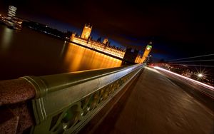 Превью обои лондон, ночь, мост, река, биг бен