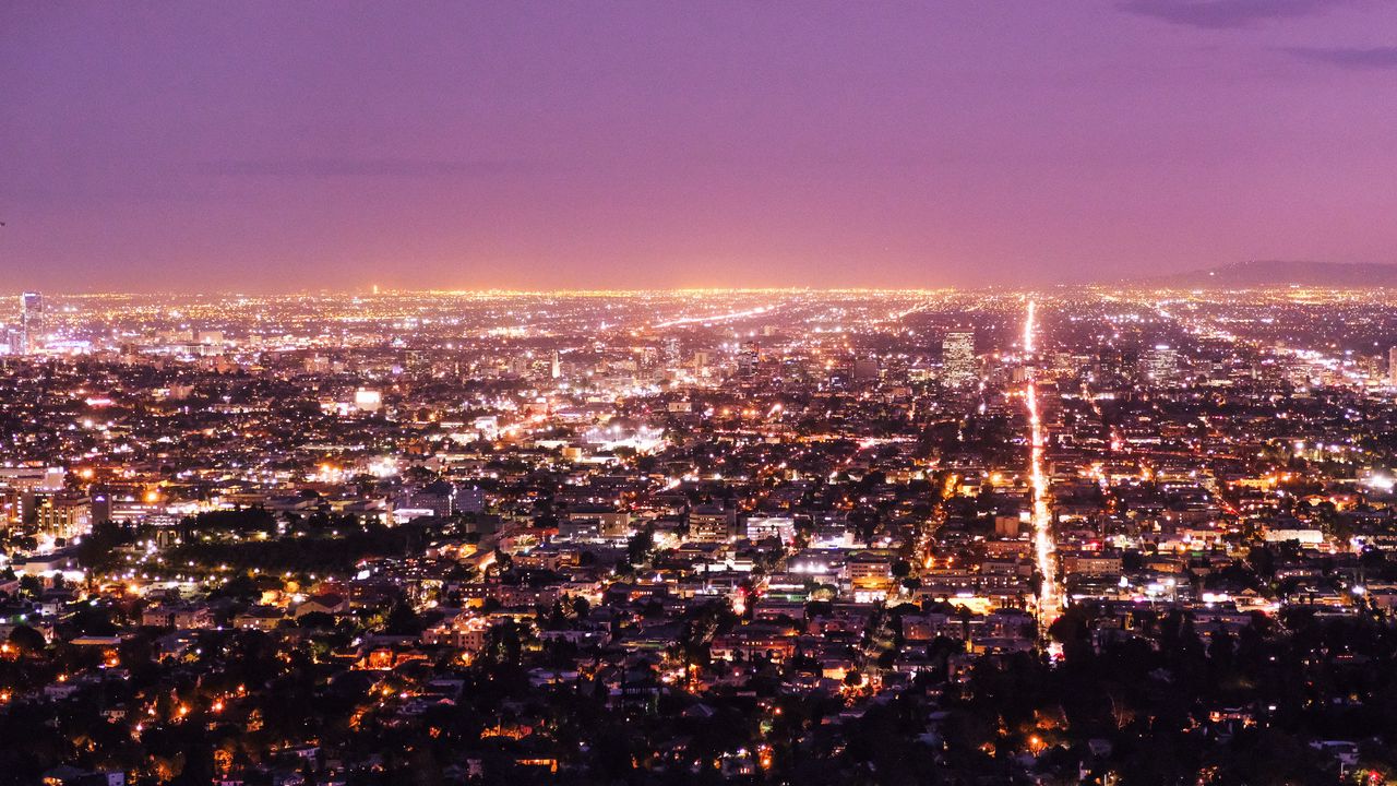Обои лос анджелес, сша, панорама, ночной город