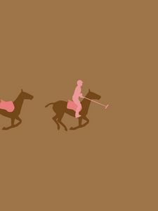Превью обои лошади, всадник, рисунок