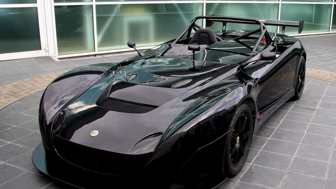 Обои lotus, черный, авто, вид спереди, кабриолет, спорткар