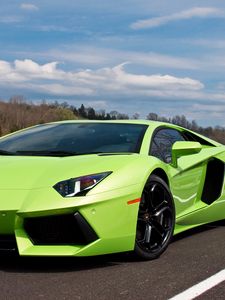 Превью обои lp700-4, зеленая, lamborghini aventador