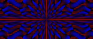 Превью обои лучи, треугольники, фигуры, абстракция, синий, красный
