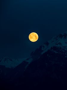 Превью обои луна, горы, ночь, полнолуние, лунный свет