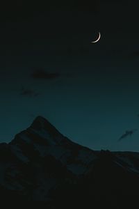 Превью обои луна, горы, ночь, небо