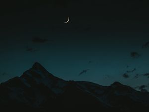 Превью обои луна, горы, ночь, небо