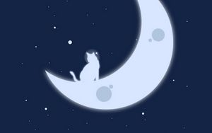 Превью обои луна, кошки, звезды, арт, минимализм