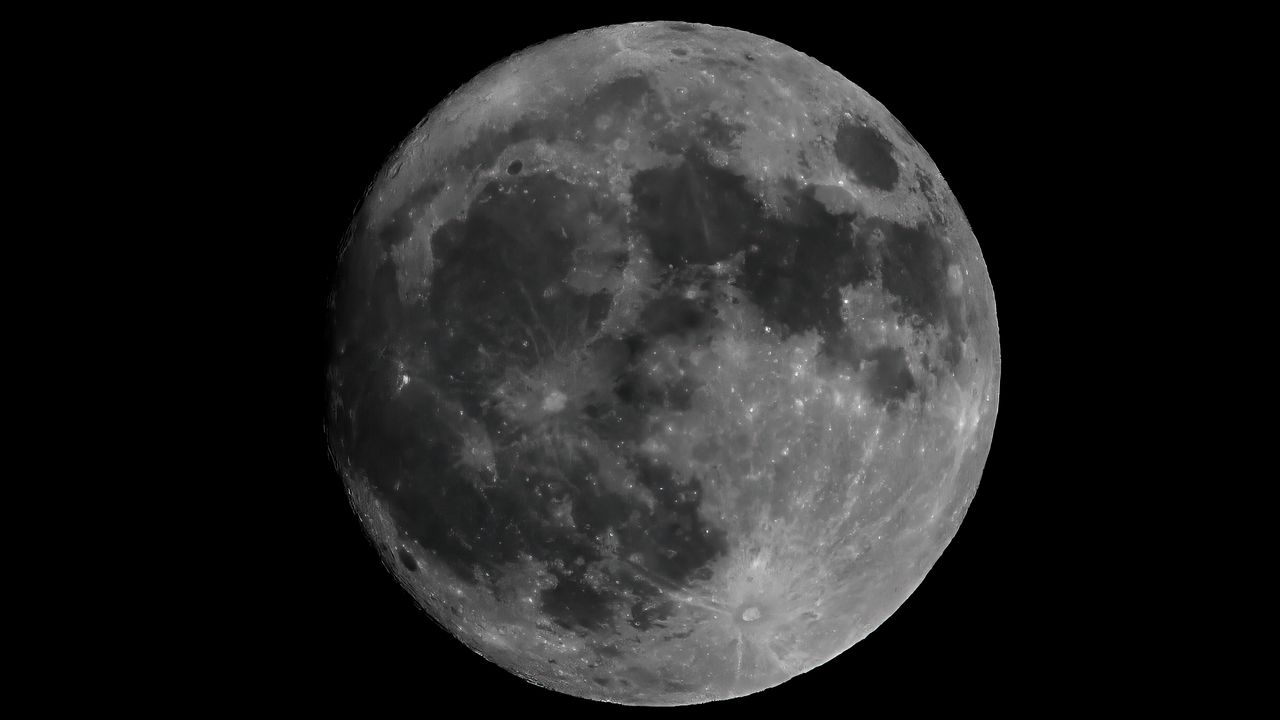 Обои луна, космос, ночь, полнолуние, кратеры