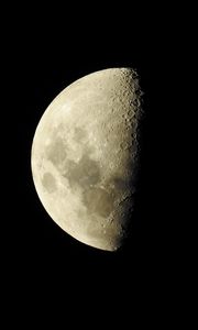 Превью обои луна, кратеры, черный, тень, космос