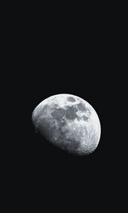 Превью обои луна, кратеры, планета, черный