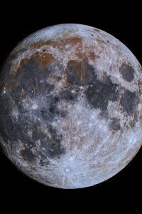 Превью обои луна, кратеры, планета, полнолуние, черный фон