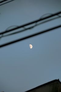 Превью обои луна, небо, ночь, провода