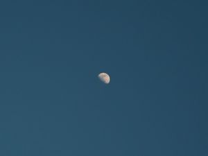 Превью обои луна, небо, ночь, минимализм, синий