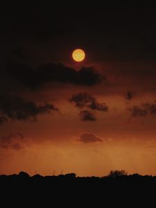 Превью обои луна, ночь, небо, облака