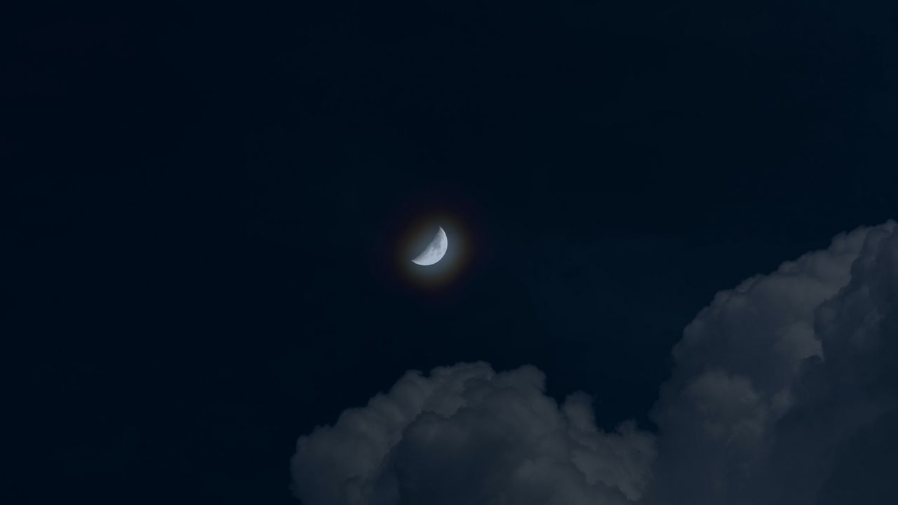 Обои луна, ночь, облака, небо
