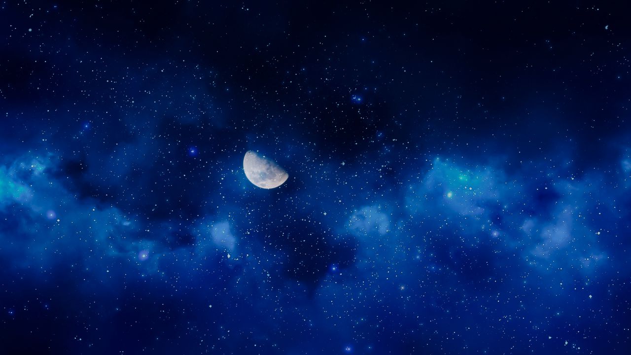Обои луна, ночь, звезды, небо, полнолуние
