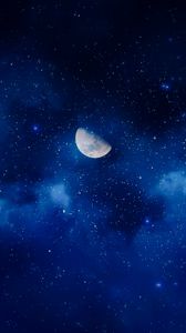 Превью обои луна, ночь, звезды, небо, полнолуние