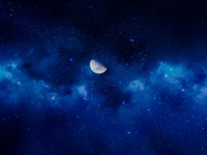 Превью обои луна, ночь, звезды, небо, полнолуние