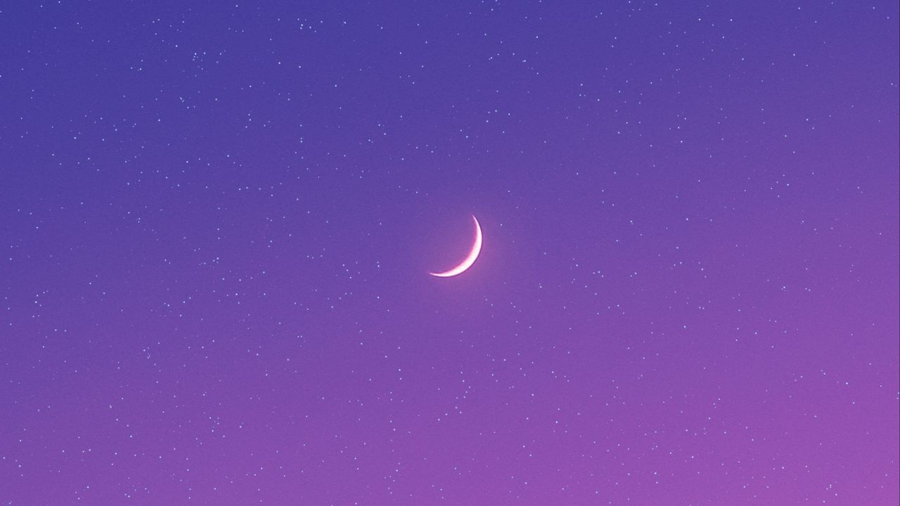 Обои луна, ночь, звезды, фиолетовый