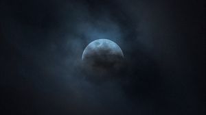 Превью обои луна, облака, небо, ночь, темный