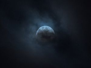 Превью обои луна, облака, небо, ночь, темный