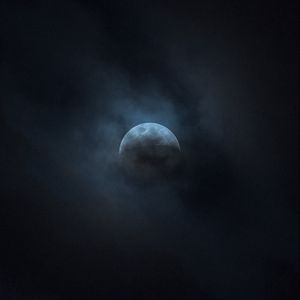 Превью обои луна, облака, небо, ночь, темный