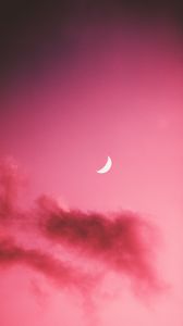 Превью обои луна, облака, небо, розовый