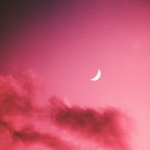 Превью обои луна, облака, небо, розовый