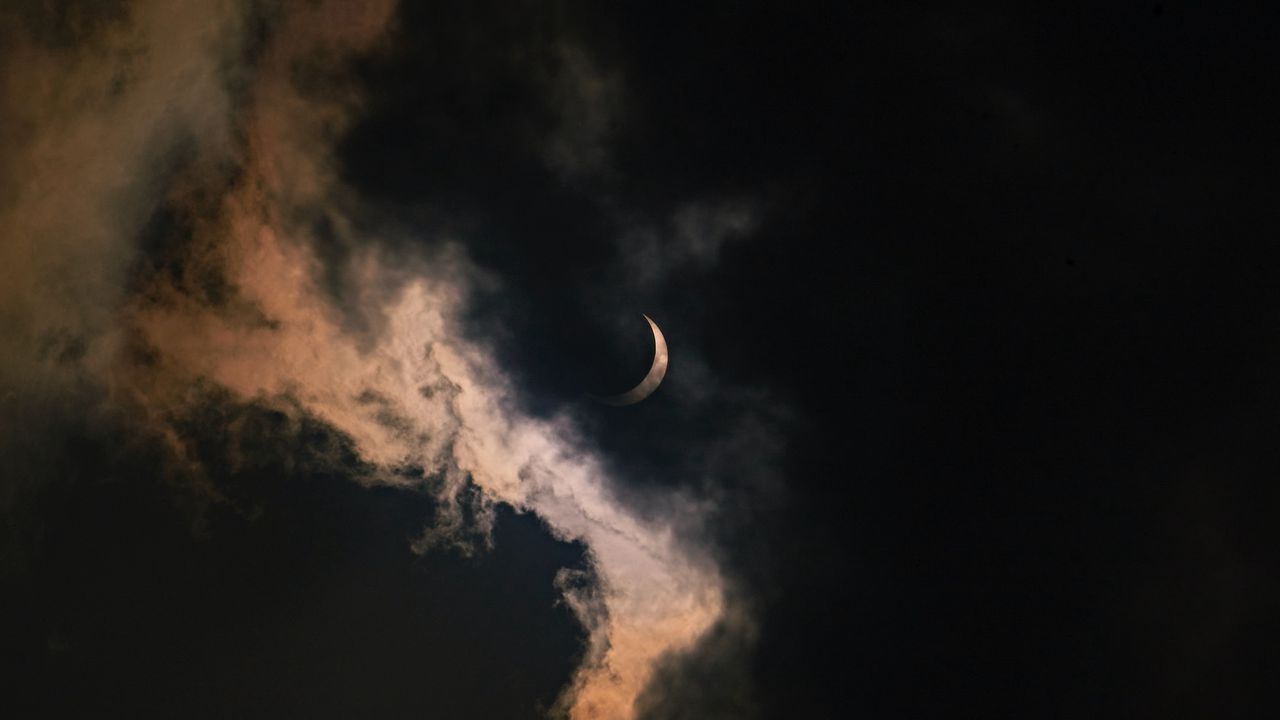 Обои луна, облака, ночь, мрак