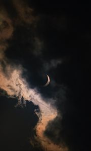 Превью обои луна, облака, ночь, мрак