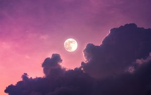 Превью обои луна, облака, сумерки, закат