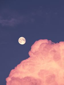 Превью обои луна, облако, небо, розовый
