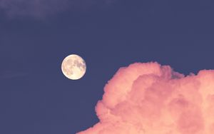 Превью обои луна, облако, небо, розовый